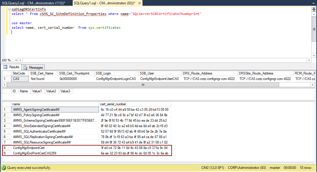 SQL Command to view certificates-PRI-01